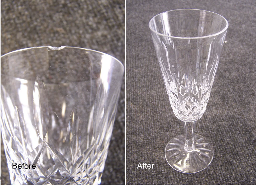 Polished tumbler set reflecting soft light